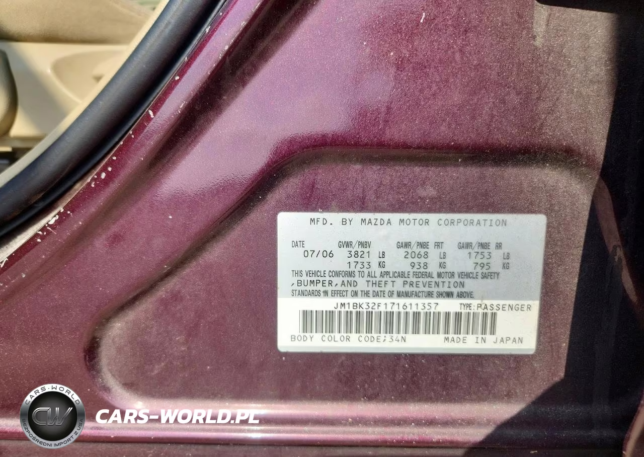 2007 Mazda 3 I VIN:JM1BK32F171611357 - 12