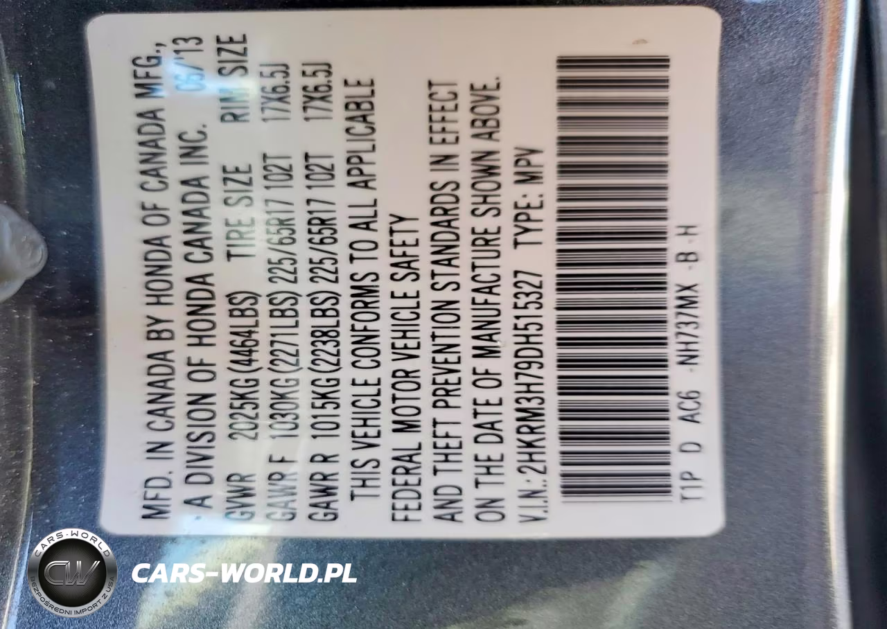 2013 Honda Cr-V Exl VIN:2HKRM3H79DH515327 - 12
