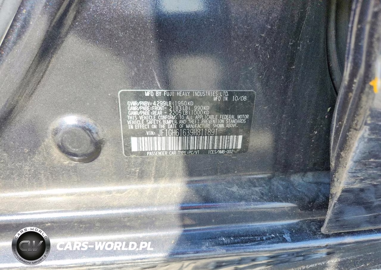 2009 Subaru Impreza 2.5I VIN:JF1GH61639H811891 - 13