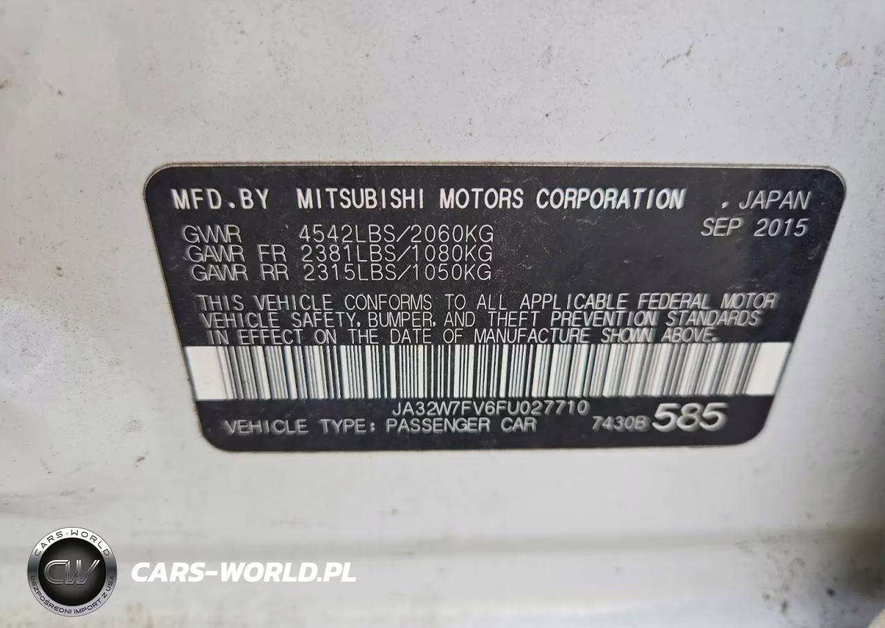 2015 Mitsubishi Lancer Evolution VIN:JA32W7FV6FU027710 - 12