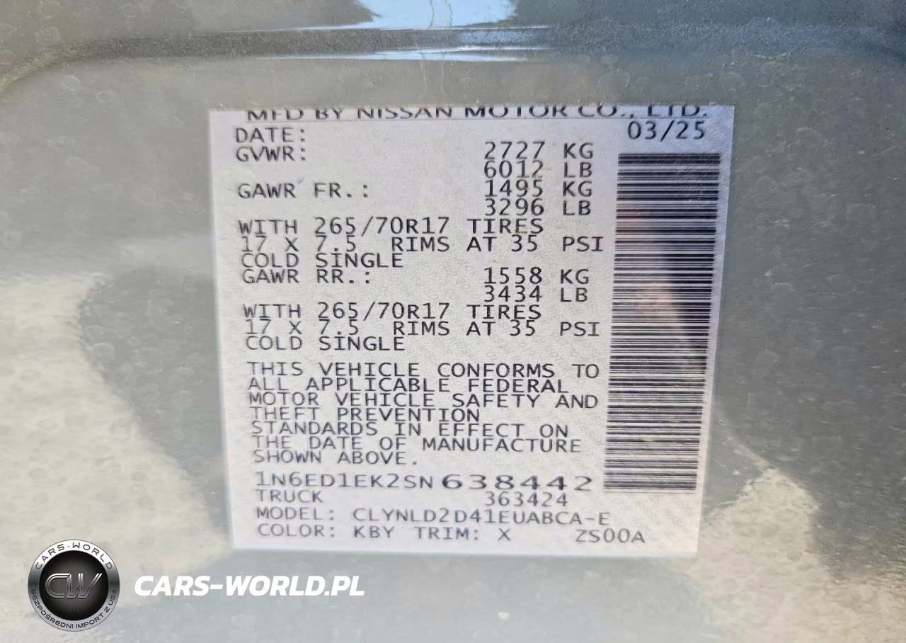 2025 Nissan Frontier Pro-4X VIN:1N6ED1EK2SN638442 - 12