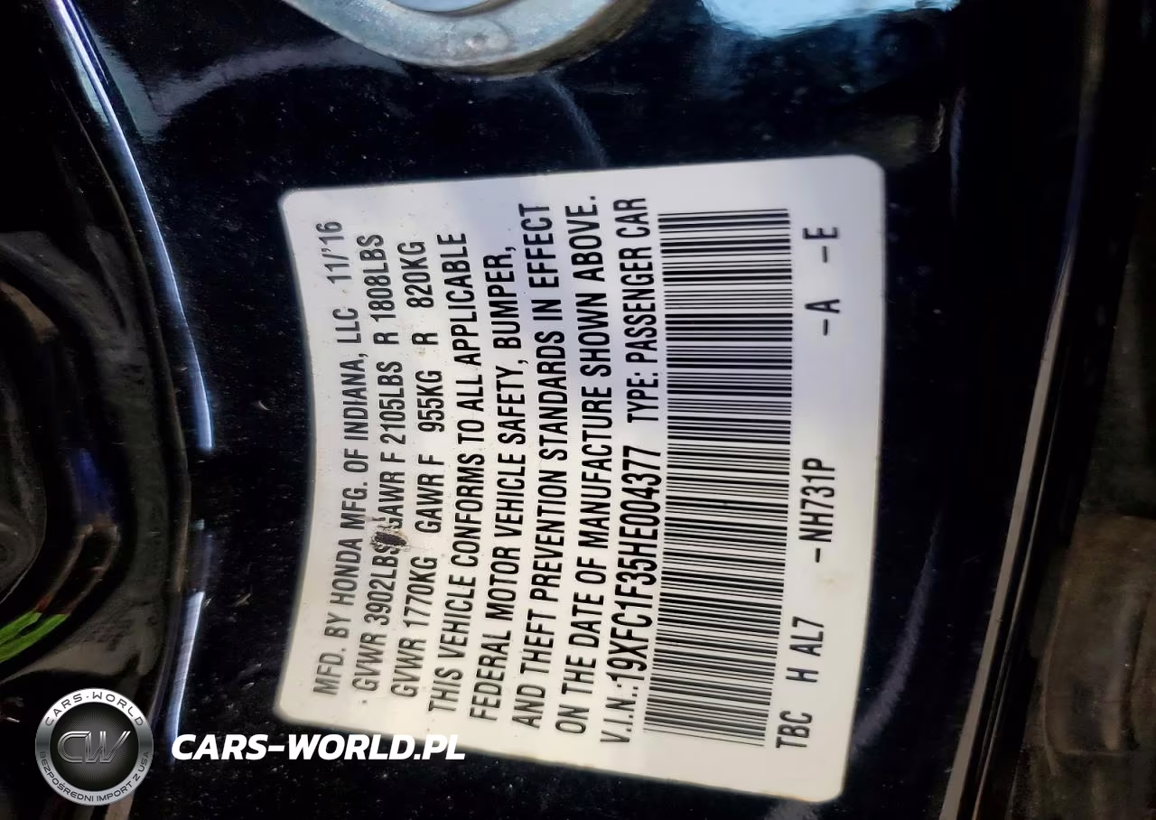 2017 Honda Civic Ex VIN:19XFC1F35HE004377 - 12