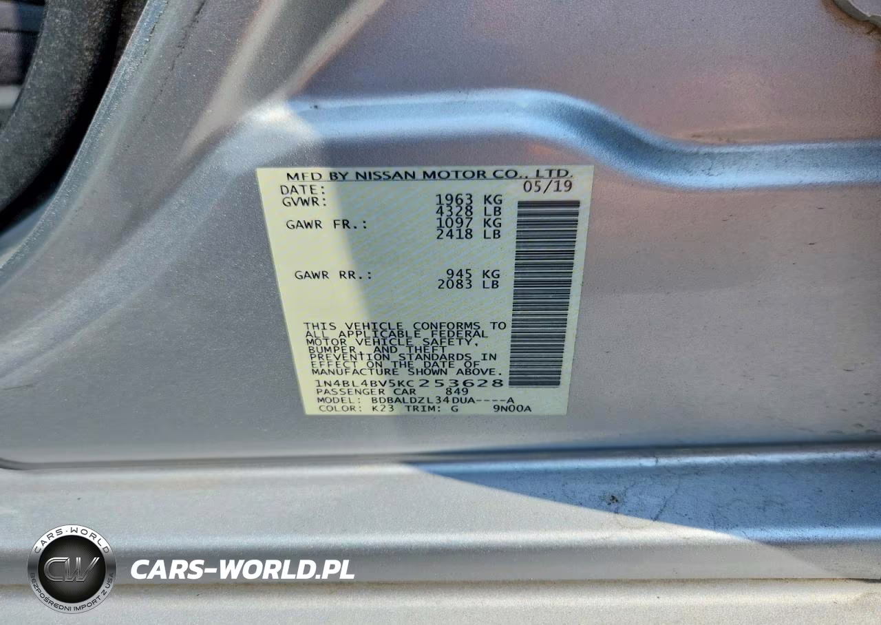 2019 Nissan Altima S VIN:1N4BL4BV5KC253628 - 12