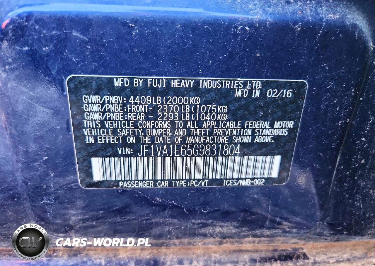 2016 Subaru Wrx Premium VIN:JF1VA1E65G9831804 - 13