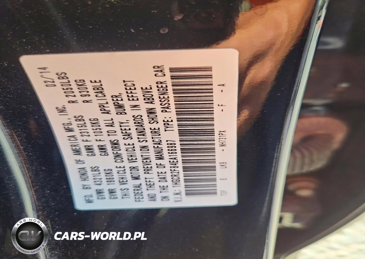 2014 Honda Accord Exl VIN:1HGCR2F84EA166987 - 12