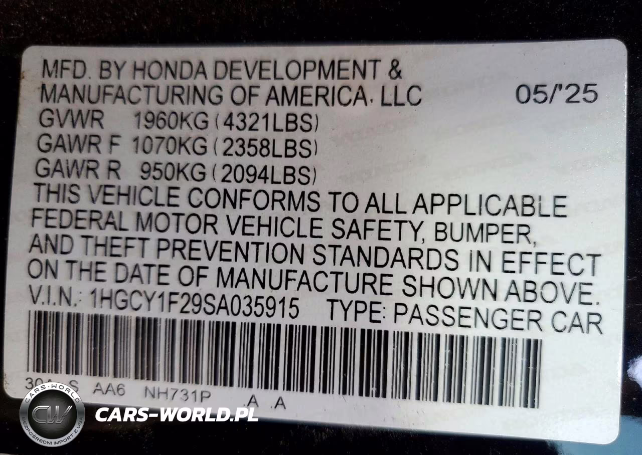 2025 Honda Accord Lx VIN:1HGCY1F29SA035915 - 13