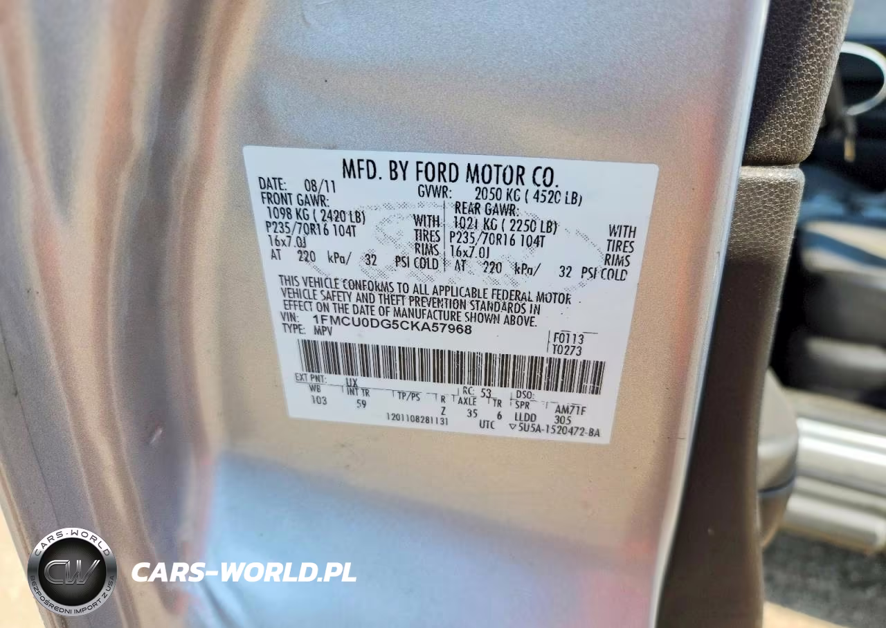 2012 Ford Escape Xlt VIN:1FMCU0DG5CKA57968 - 12