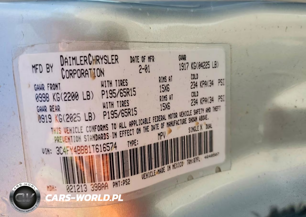 2001 Chrysler Pt Cruiser VIN:3C4FY4BB81T616574 - 12