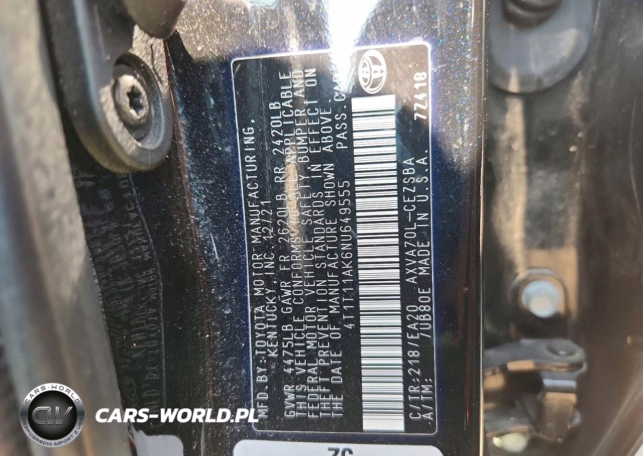2022 Toyota Camry Se VIN:4T1T11AK6NU649555 - 13