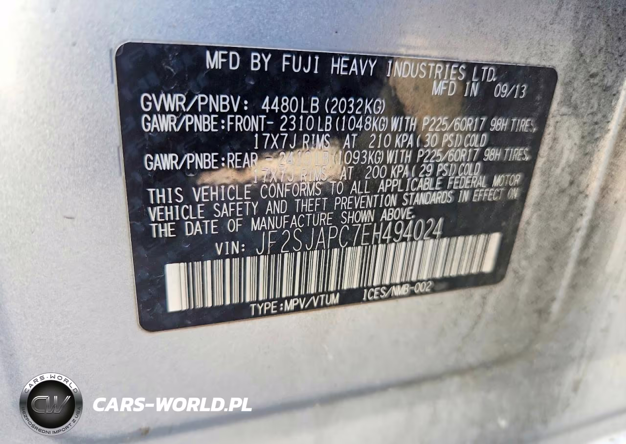 2014 Subaru Forester 2.5I Touring VIN:JF2SJAPC7EH494024 - 12