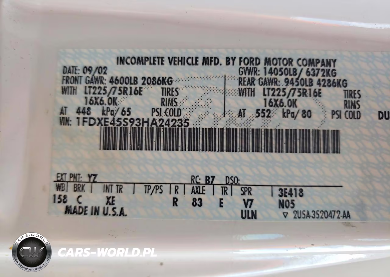 2003 Ford Econoline E450 Super Duty Cutaway Van VIN:1FDXE45S93HA24235 - 10