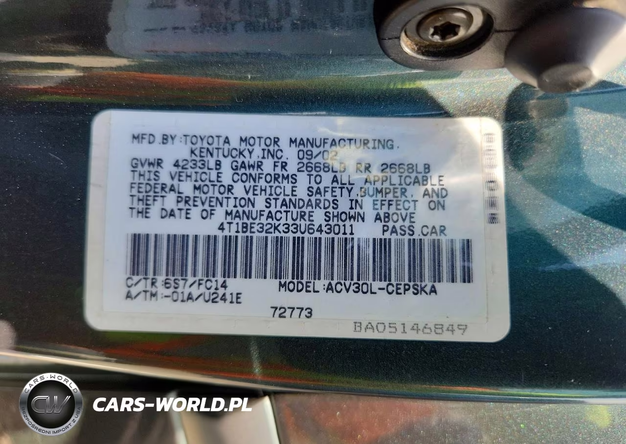 2003 Toyota Camry Se VIN:4T1BE32K33U643011 - 12