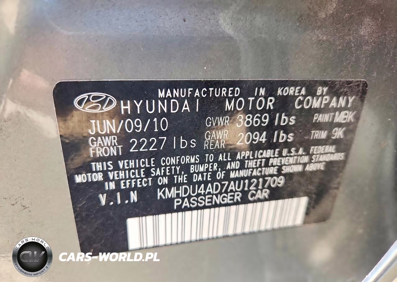 2010 Hyundai Elantra Gls VIN:KMHDU4AD7AU121709 - 12