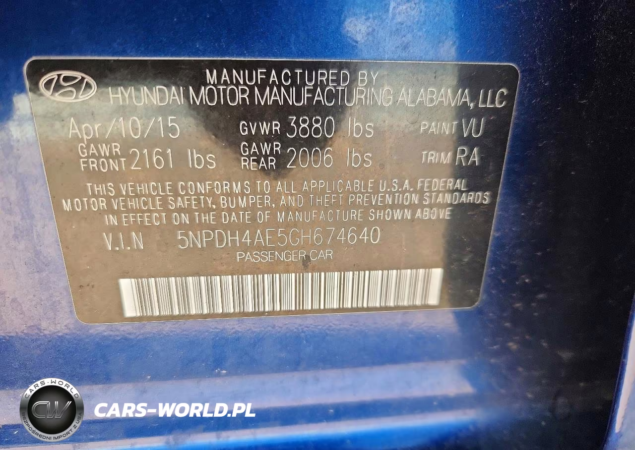 2016 Hyundai Elantra Se VIN:5NPDH4AE5GH674640 - 12