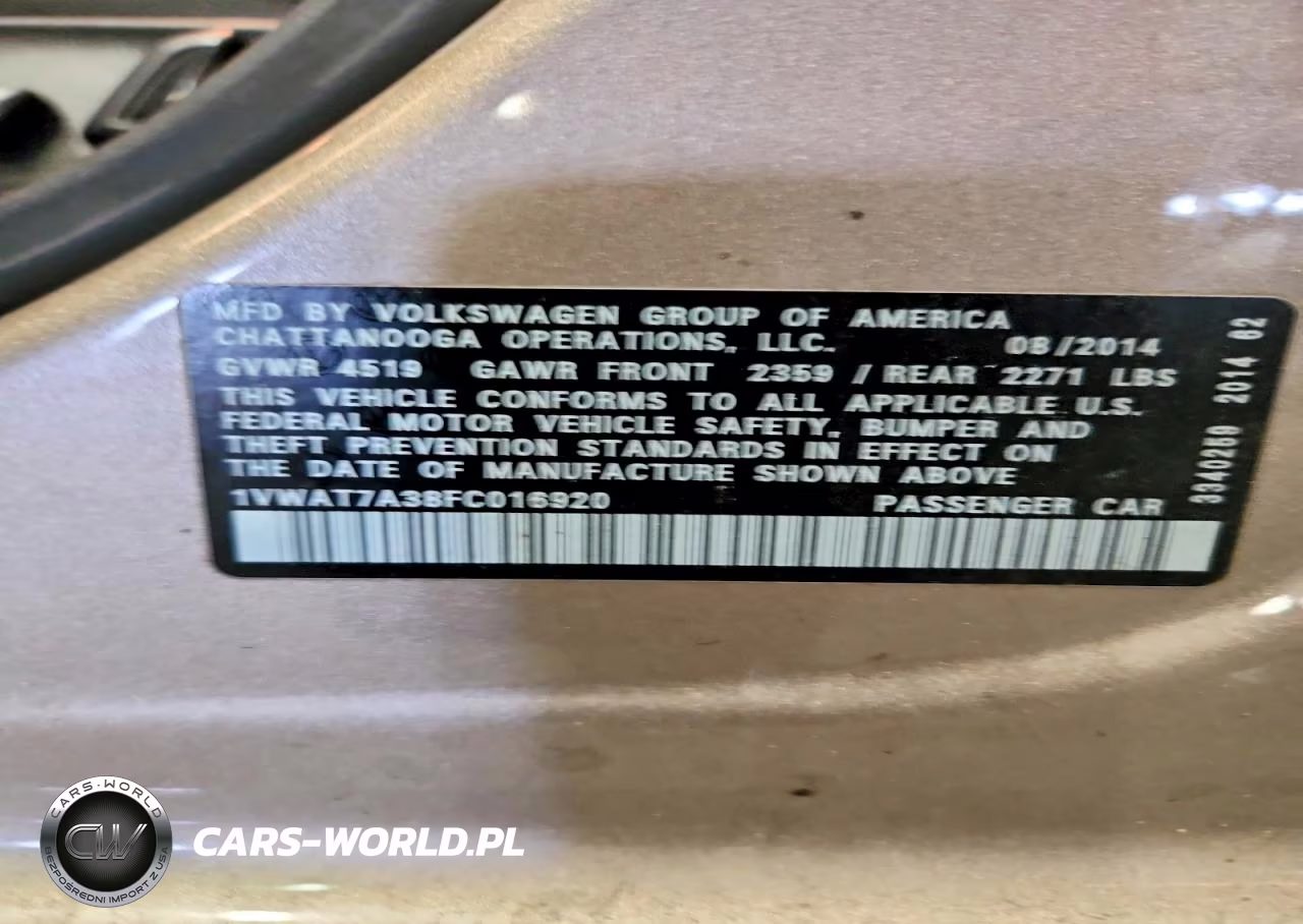 2015 Volkswagen Passat S VIN:1VWAT7A38FC016920 - 12