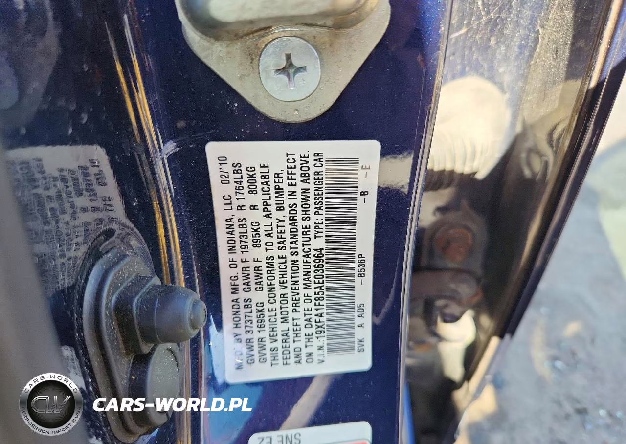 2010 Honda Civic Ex VIN:19XFA1F85AE036964 - 12