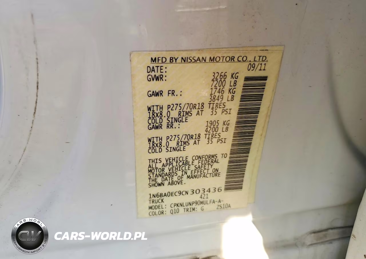 2012 Nissan Titan Sv VIN:1N6BA0EC9CN303436 - 12