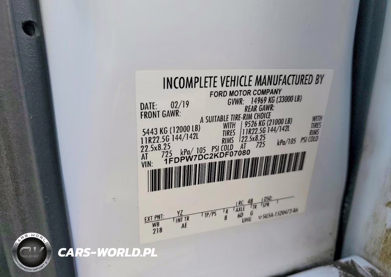 2019 Ford F750 Super Duty Dump Truck VIN:1FDPW7DC2KDF07080 - 11