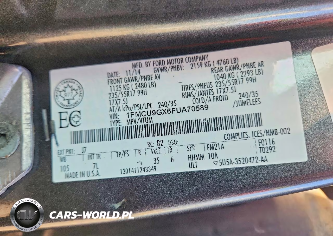 2015 Ford Escape Se VIN:1FMCU9GX6FUA70589 - 13