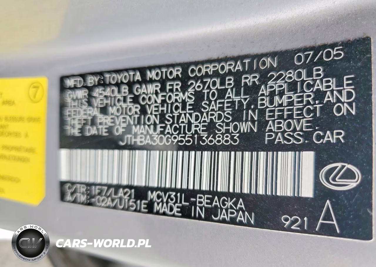 2005 Lexus Es 330 VIN:JTHBA30G955136883 - 13
