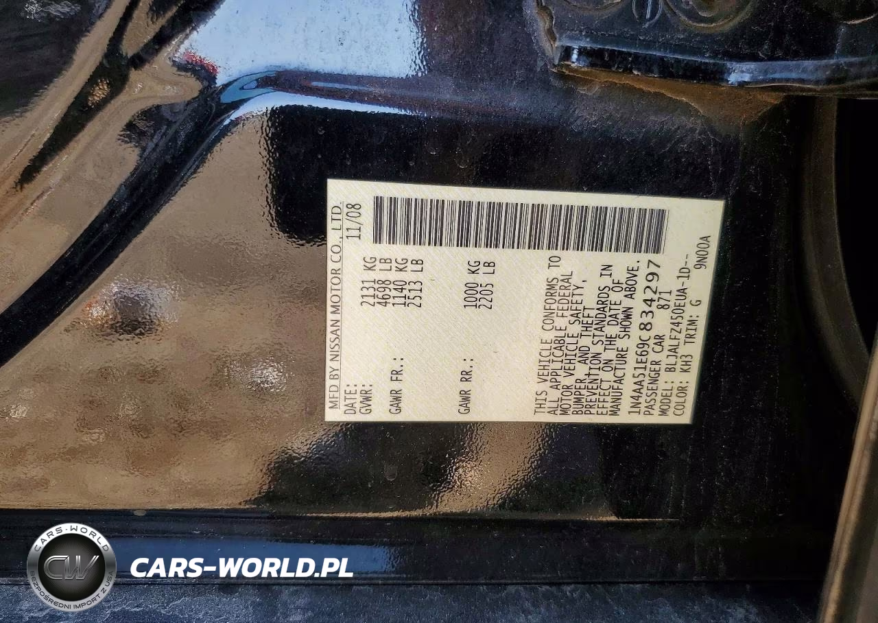2009 Nissan Maxima 3.5 S VIN:1N4AA51E69C834297 - 12