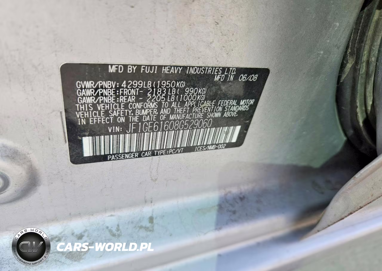 2008 Subaru Impreza 2.5I VIN:JF1GE61608G529060 - 12