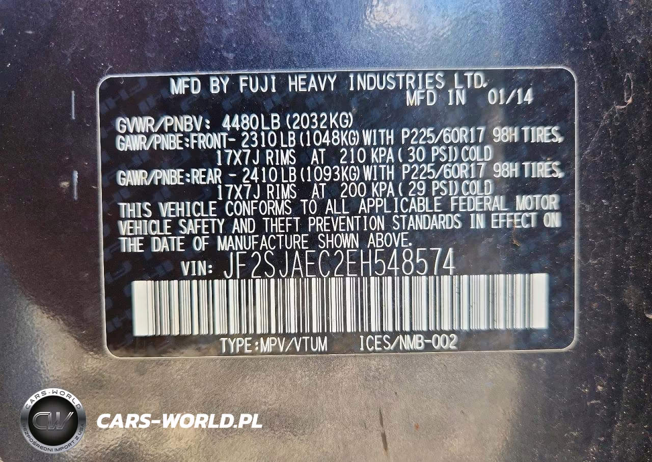 2014 Subaru Forester 2.5I Premium VIN:JF2SJAEC2EH548574 - 12