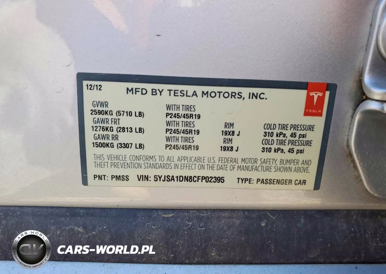 2012 Tesla Model S VIN:5YJSA1DN8CFP02395 - 12