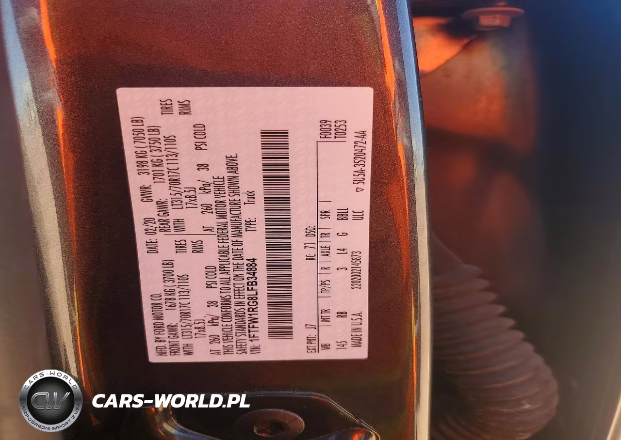 2020 Ford F150 Raptor VIN:1FTFW1RG8LFB34884 - 12