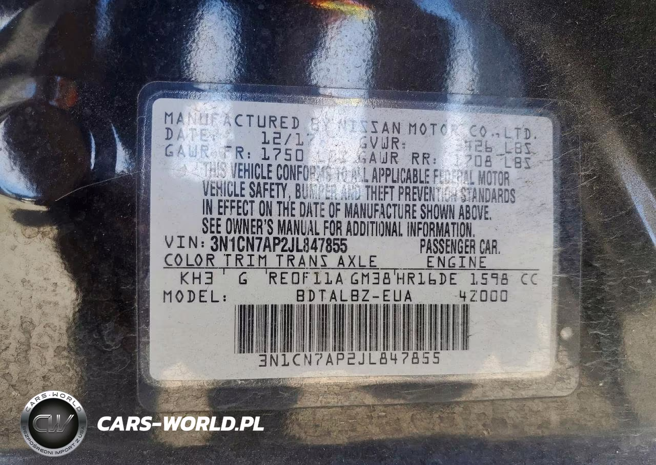 2018 Nissan Versa Sv VIN:3N1CN7AP2JL847855 - 13