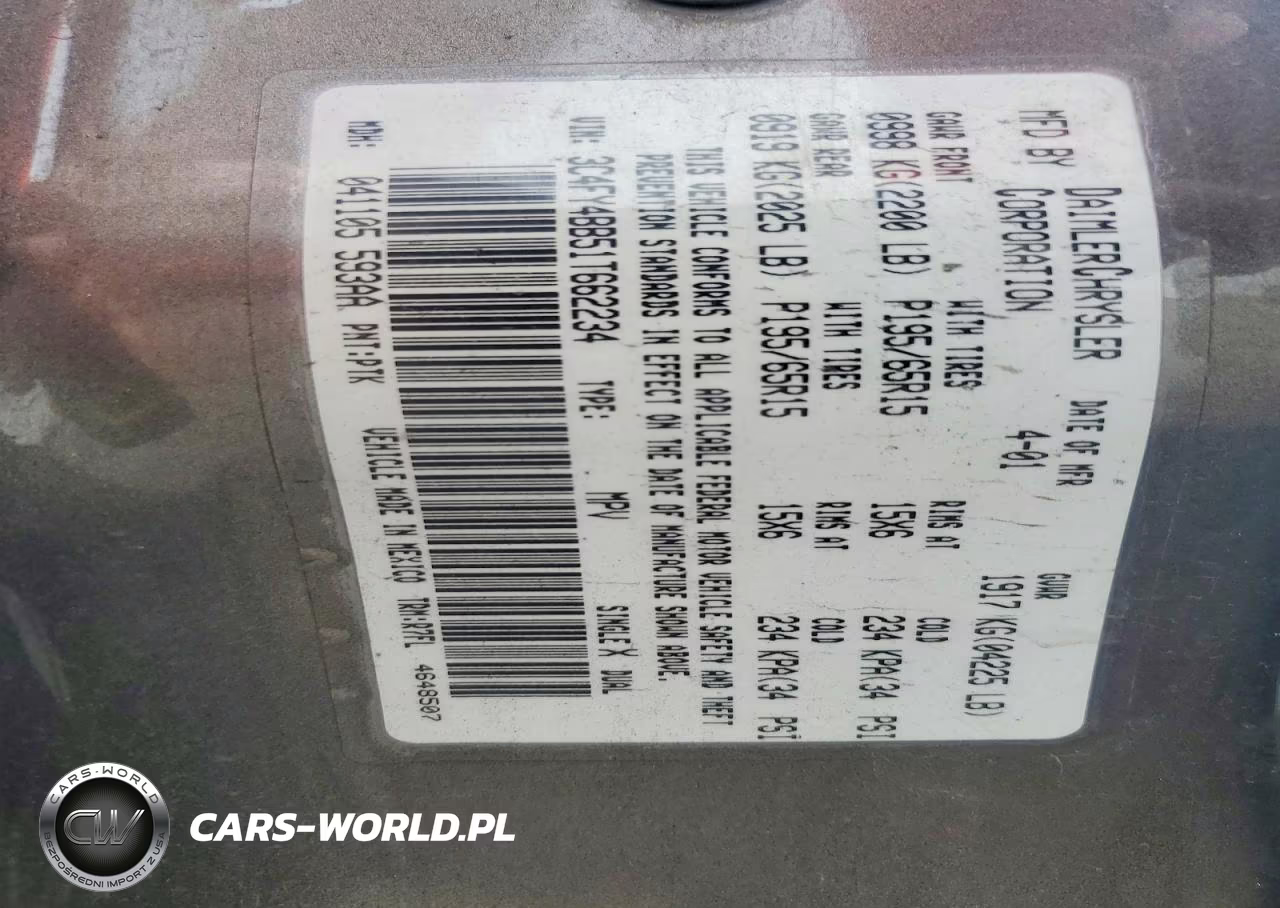 2001 Chrysler Pt Cruiser VIN:3C4FY4BB51T662234 - 13