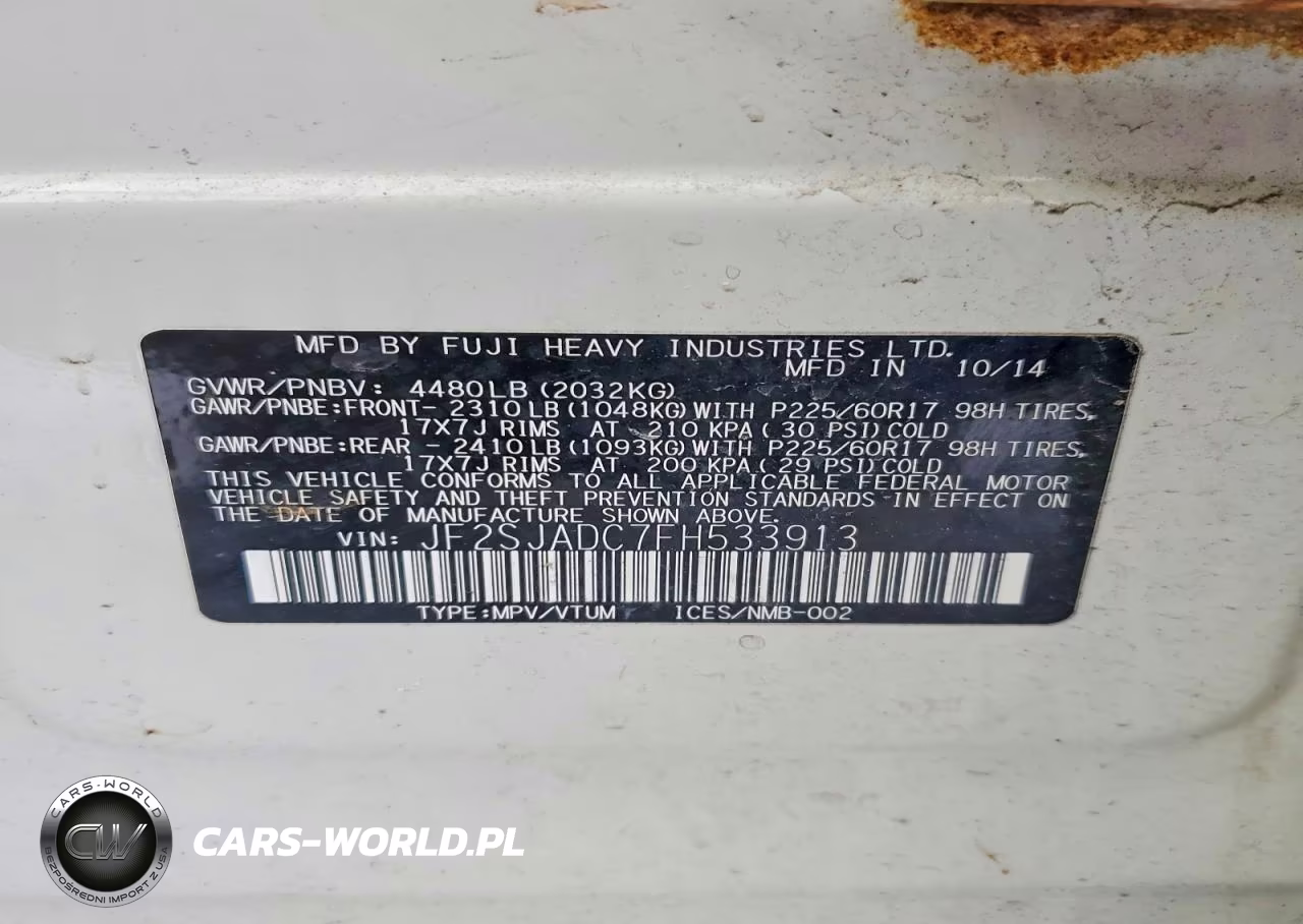 2015 Subaru Forester 2.5I Premium VIN:JF2SJADC7FH533913 - 13