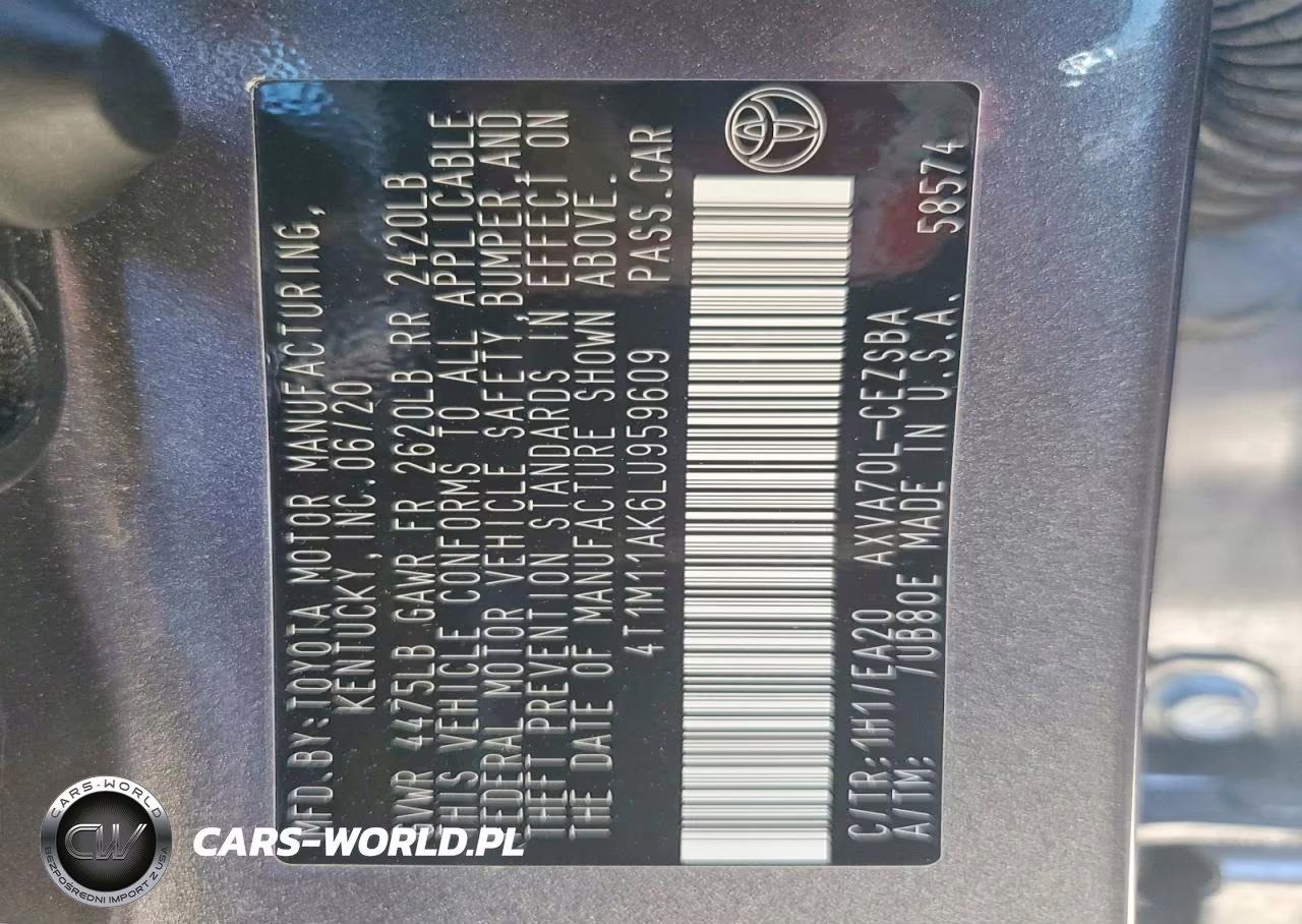 2020 Toyota Camry Se VIN:4T1M11AK6LU959609 - 12