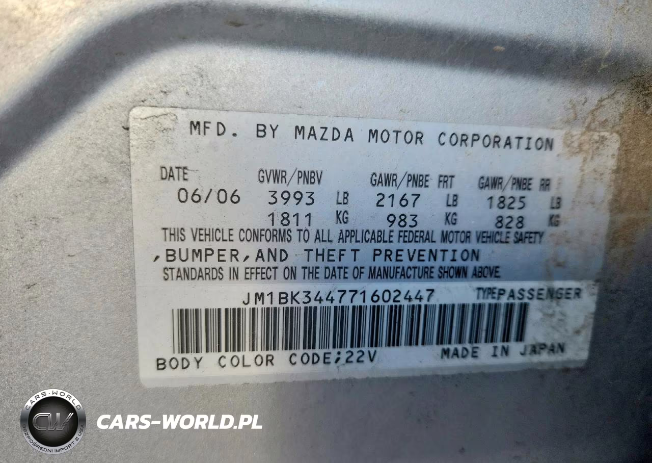 2007 Mazda 3 Hatchback VIN:JM1BK344771602447 - 13