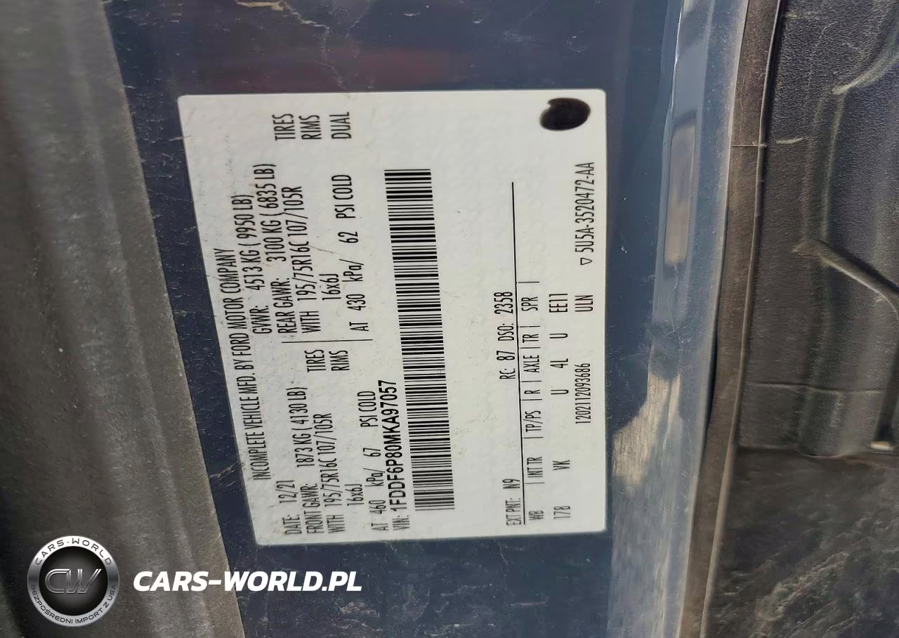 2021 Ford Transit Delivery Truck VIN:1FDDF6P80MKA97057 - 13