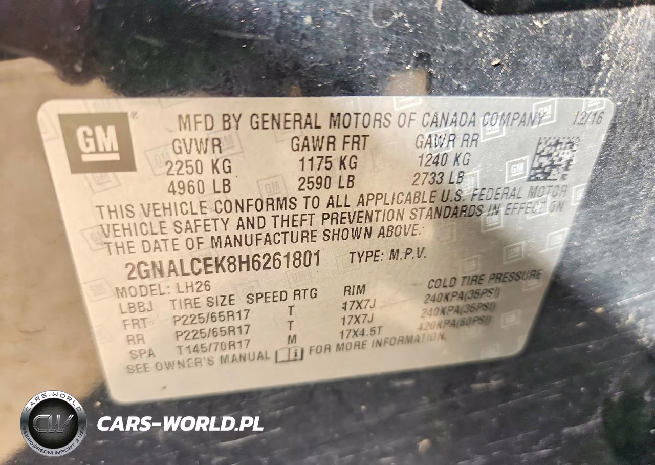 2017 Chevrolet Equinox Lt VIN:2GNALCEK8H6261801 - 12