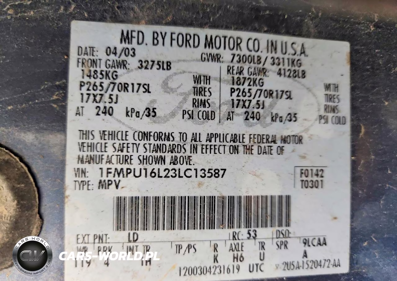 2003 Ford Expedition Xlt VIN:1FMPU16L23LC13587 - 13