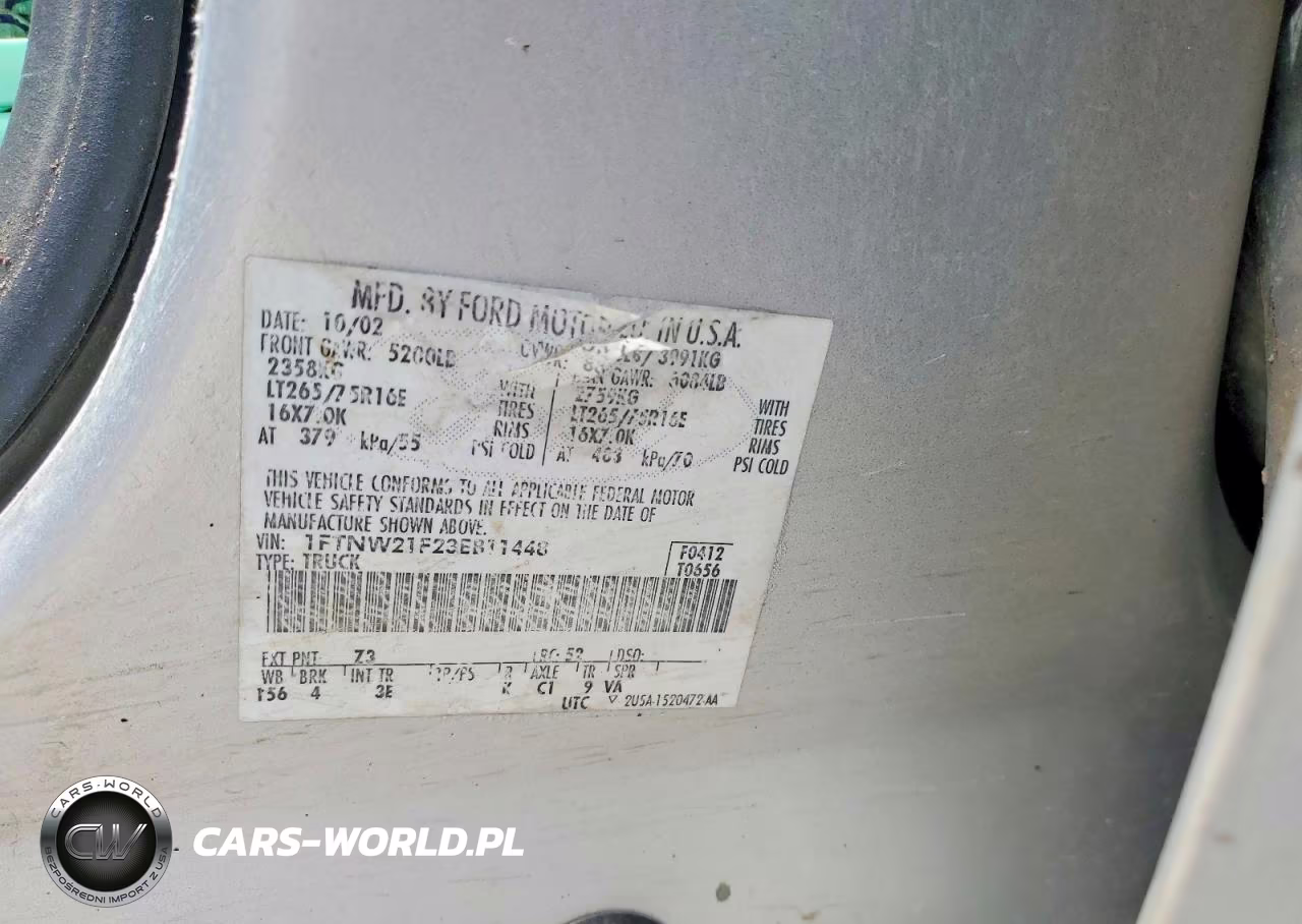 2003 Ford F250 Super Duty VIN:1FTNW21F23EB11448 - 12