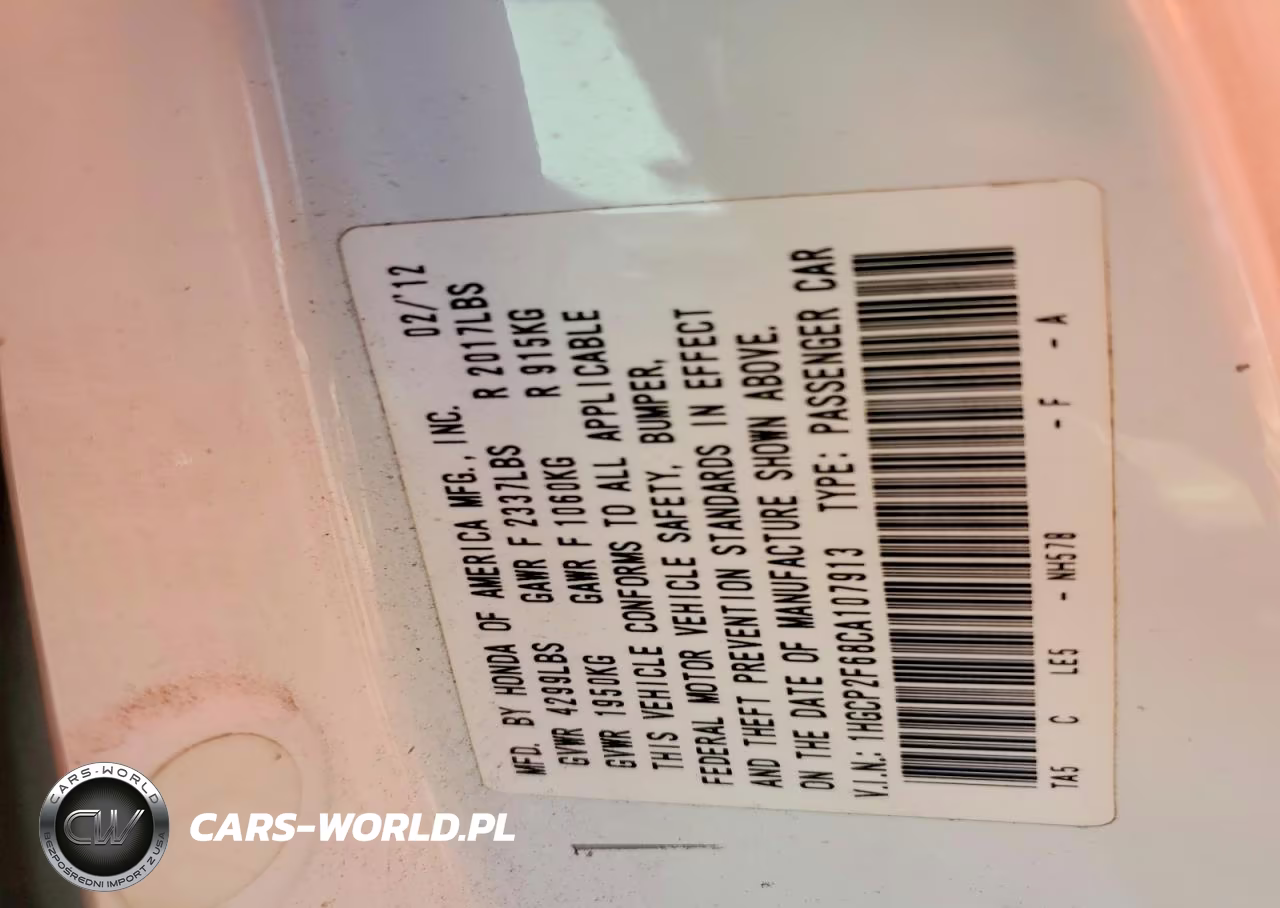 2012 Honda Accord Se VIN:1HGCP2F68CA107913 - 12