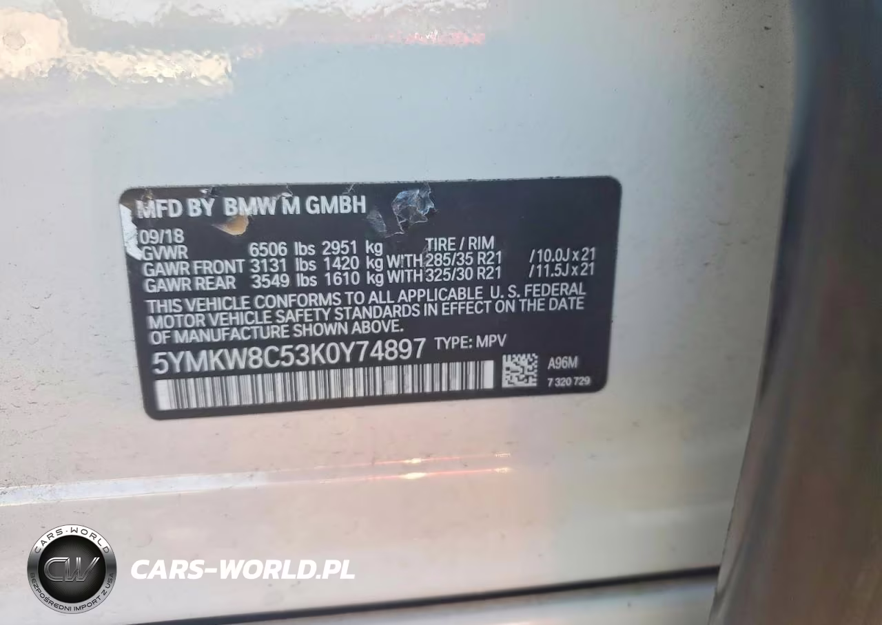 2019 BMW X6 M VIN:5YMKW8C53K0Y74897 - 12