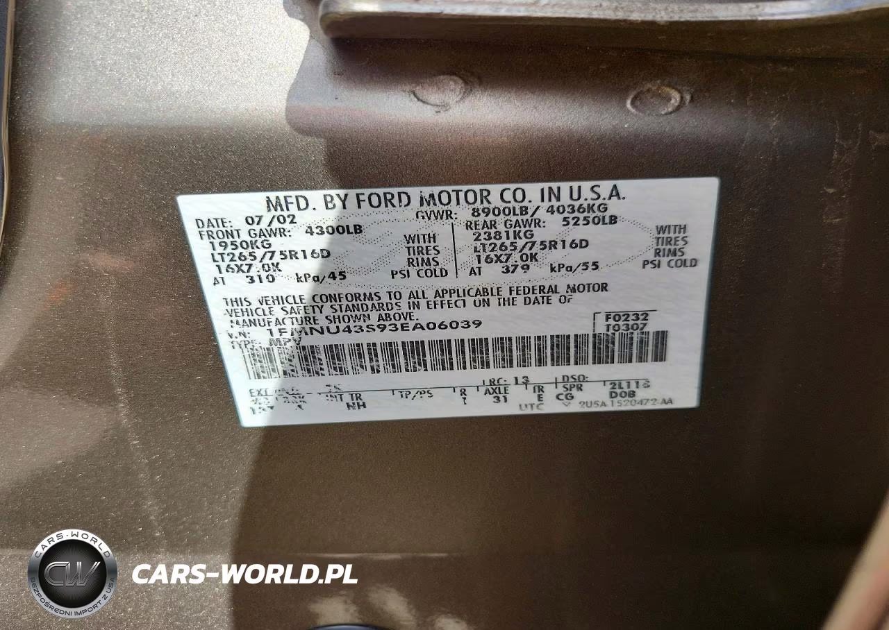 2003 Ford Excursion Limited VIN:1FMNU43S93EA06039 - 13