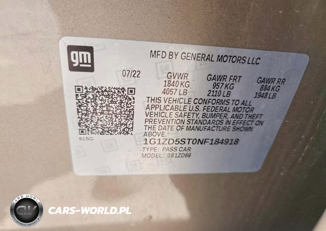 2022 Chevrolet Malibu Lt VIN:1G1ZD5ST0NF184918 - 12