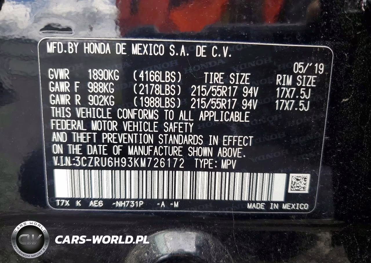 2019 Honda Hr-V Touring VIN:3CZRU6H93KM726172 - 13
