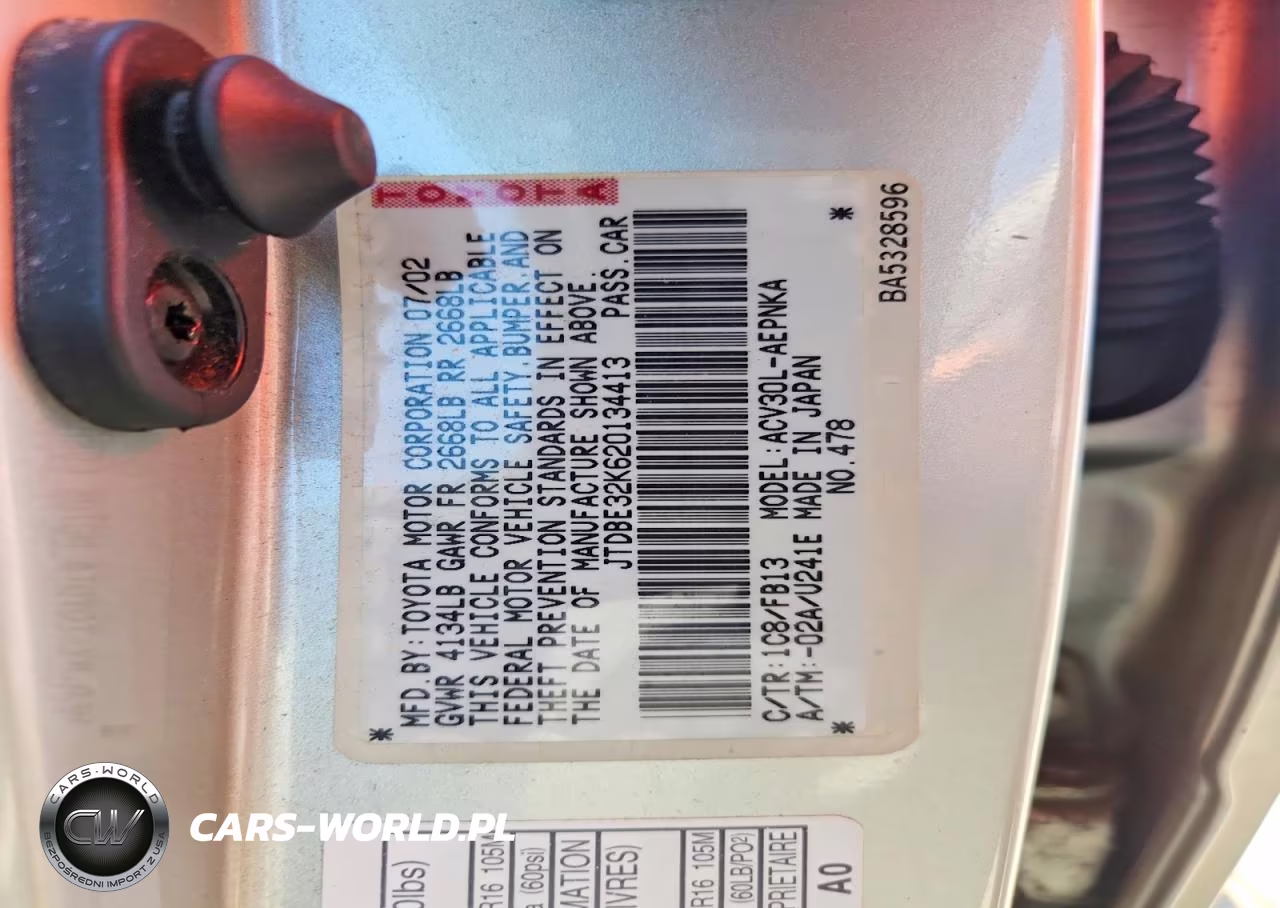 2002 Toyota Camry Le VIN:JTDBE32K620134413 - 12
