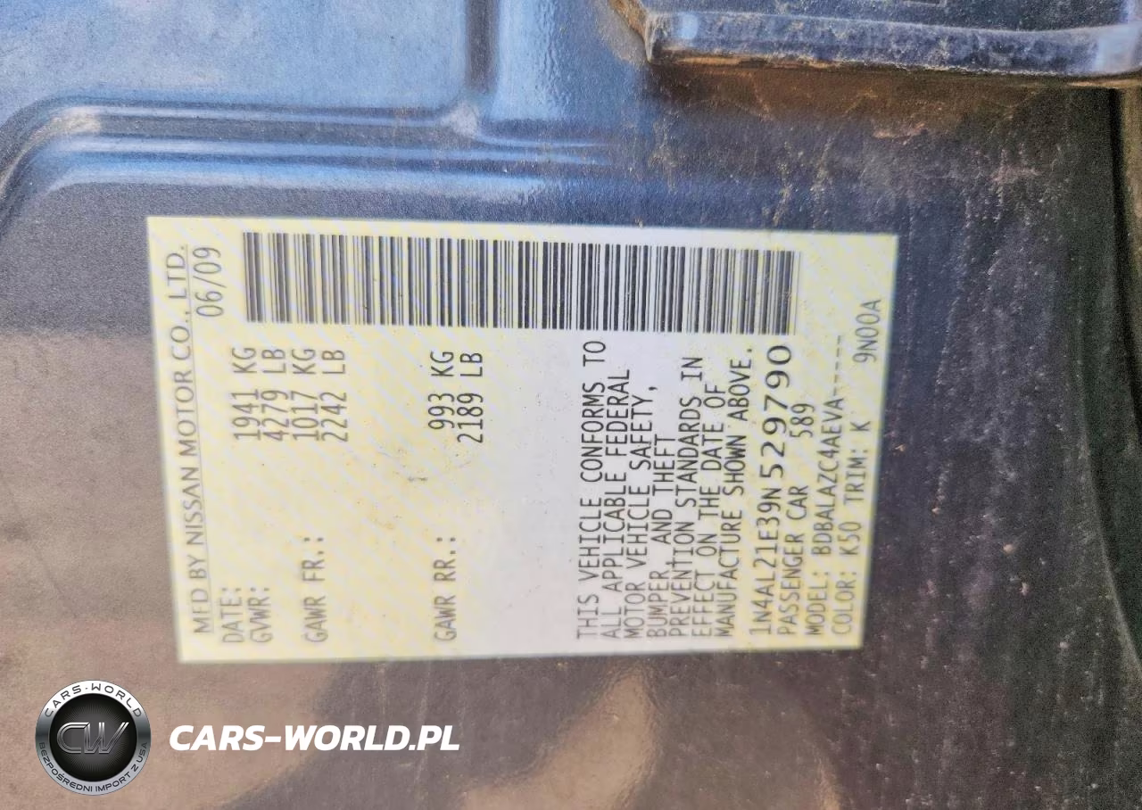 2009 Nissan Altima 2.5 VIN:1N4AL21E39N529790 - 12