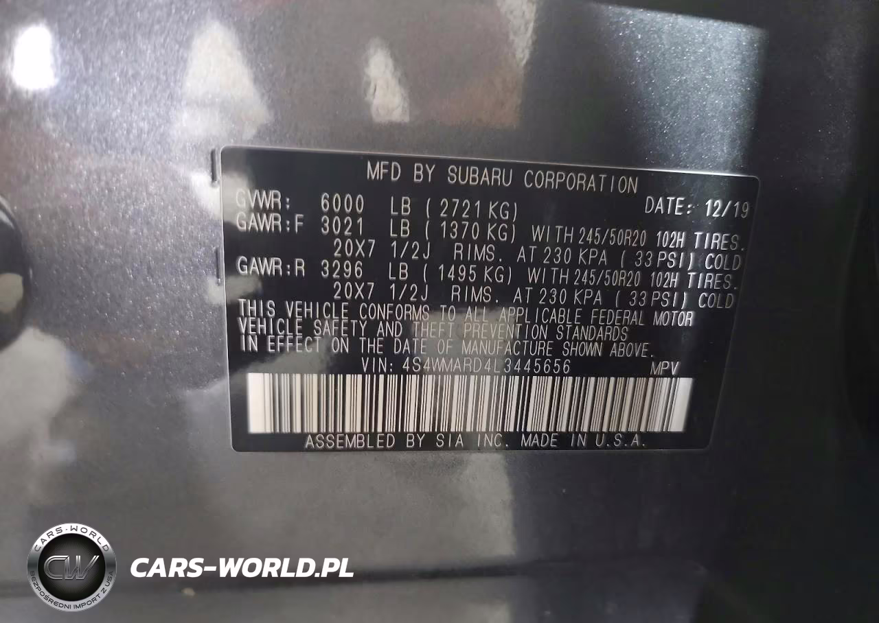 2020 Subaru Ascent Touring VIN:4S4WMARD4L3445656 - 14