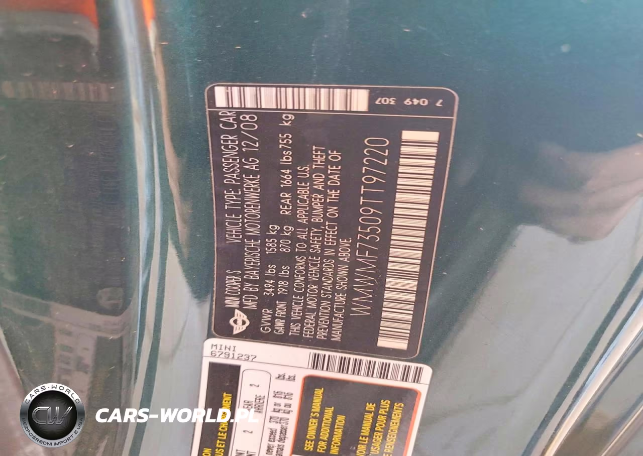 2009 Mini Cooper S VIN:WMWMF73509TT97220 - 12