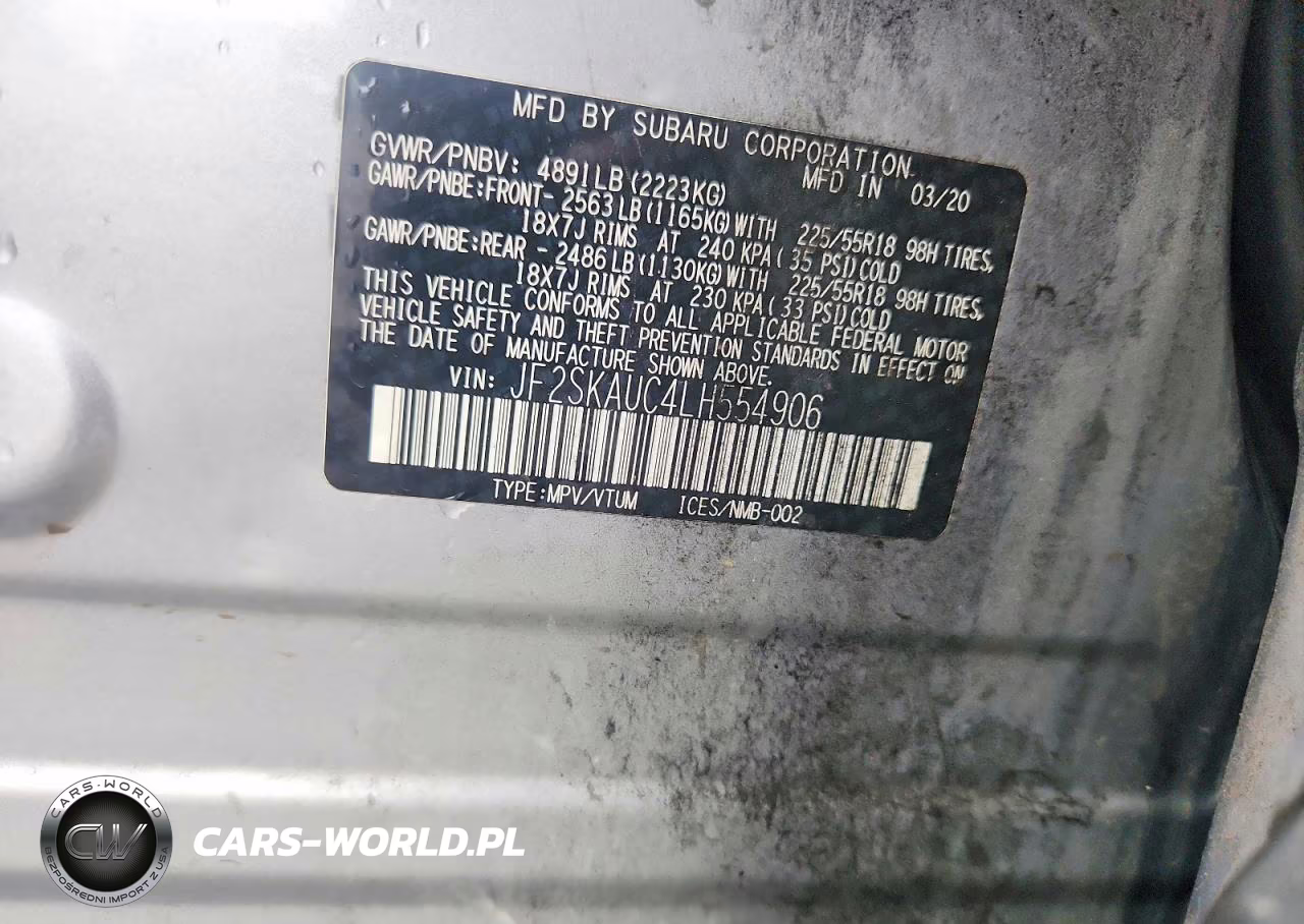 2020 Subaru Forester Limited VIN:JF2SKAUC4LH554906 - 12