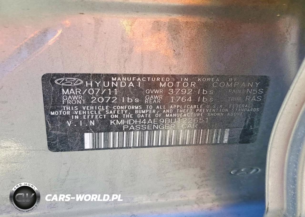 2011 Hyundai Elantra Gls VIN:KMHDH4AE9BU122651 - 12