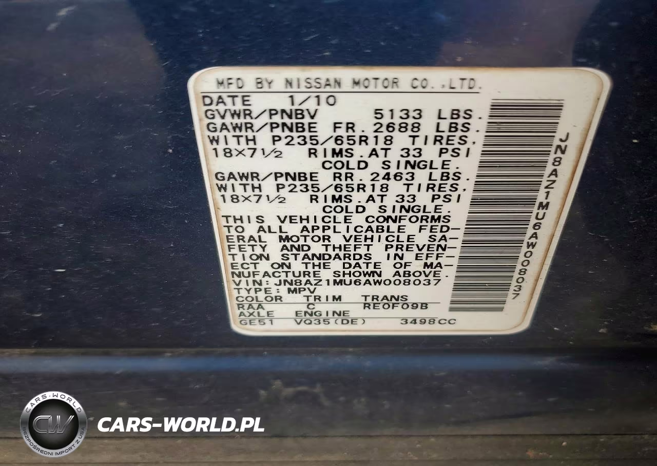 2010 Nissan Murano S VIN:JN8AZ1MU6AW008037 - 13